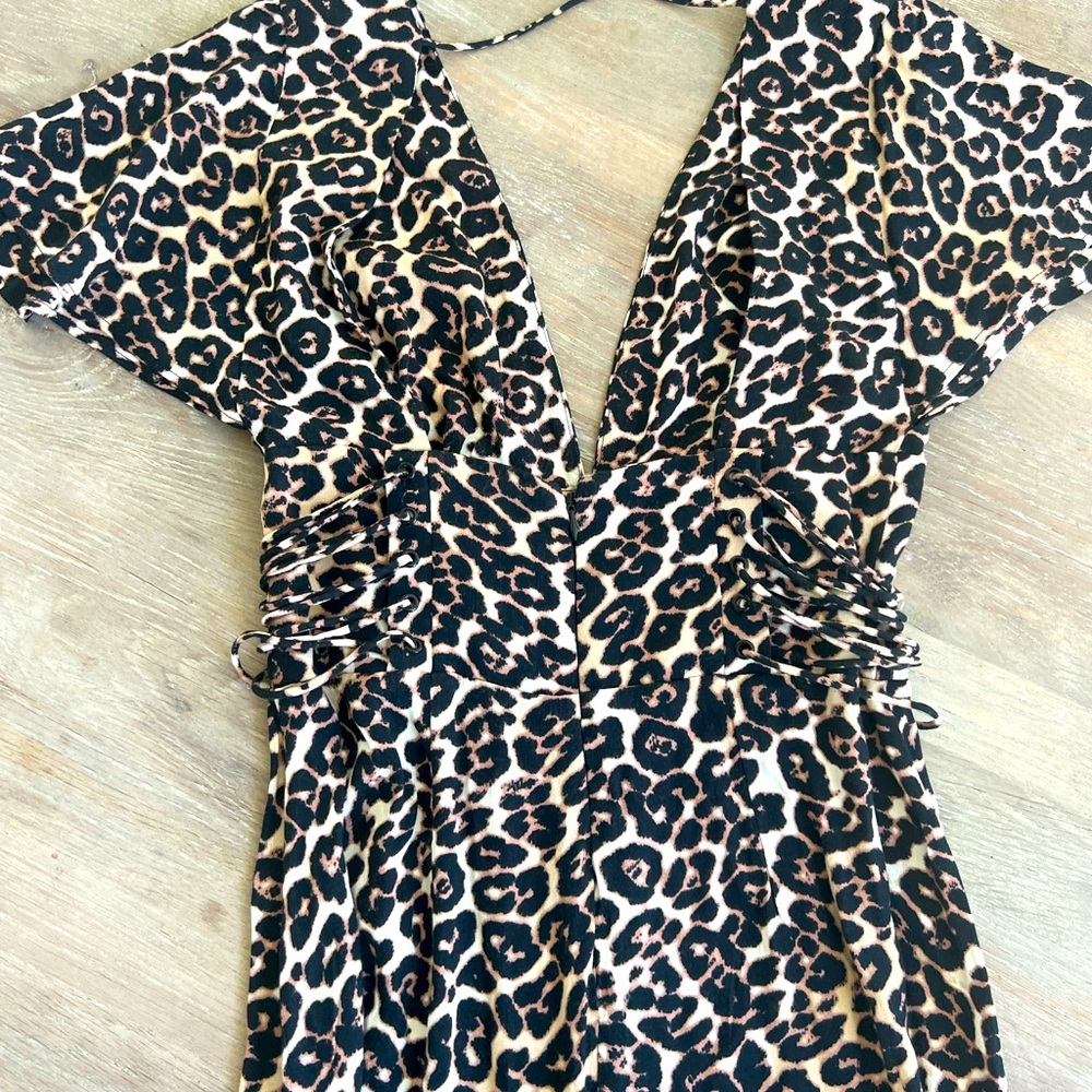 AFRM leopard v neck dress.